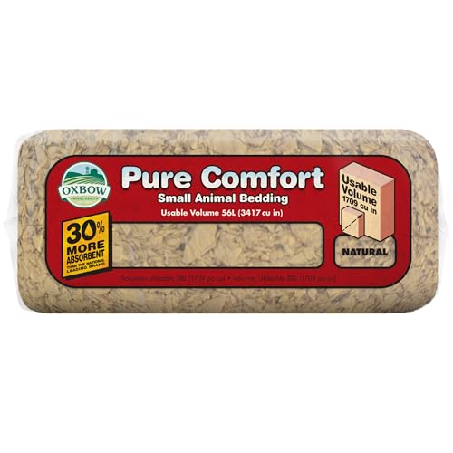 Oxbow Small Animal Bedding, Hamster, Guinea Pig, Rabbit, Natural, USA, 28 L | Pure Comfort, Hamster Bedding, Guinea Pig Bedding, Low Dust, Virgin Paper, Litter Box, Bunny, Rats, Gerbils, Chinchillas - color: Natural, size: 28 Liter