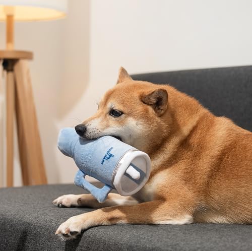 Nestpark Tumbler Cup Funny Dog Toy - Parody Plush Squeaky Crinkle Dog Toy (Chambray Blue) - color: Chambray Blue