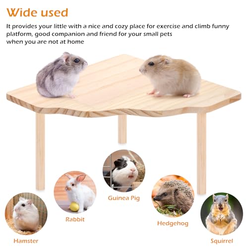 2-Piece Set Hamster Play Wooden Platform for Dwarf Syrian Hamsters Gerbils Mice Degus or Other Small Pets