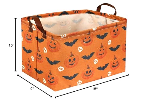 Rectangular Halloween Baskets,Pumpkin Basket for Kids with Handles. Candy Basket,Books Bins. (Halloween Pumpkin) - color: Halloween Pumpkin