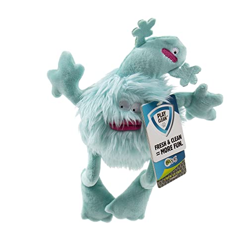 goDog PlayClean Germs Squeaky Plush Dog Toy with Odor-Eliminating Essential Oils, Chew Guard Technology - Seafoam, Large - color: Germs Monster Seafoam, size: Large