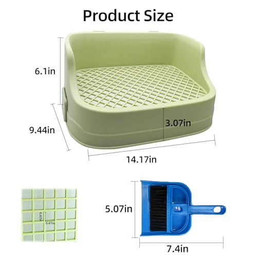 Tfwadmx Rabbit Litter Box Bunny Potty Training Litter Boxes Guinea Pig Corner Bedding Box Small Animal Toilet for Ferret,Chinchilla,Galesaur(Green)