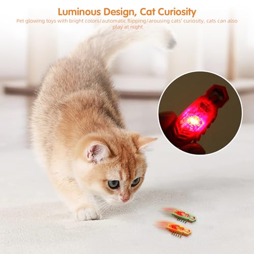 XCZAP Cat Electric Toy Bug – Automatic Rolling Interactive Cat Toy(2-Pack) (A-PC-Luminous Yellow Red) - color: A-PC-Luminous Yellow Red