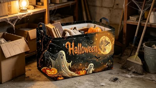 Sanjiaofeng Rectangular Halloween Ghost Storage Basket,Trick or Treat Halloween Basket for Kids,Halloweens‌ Party Candy Gift Baskets(Mysterious Ghost) - color: Mysterious Ghost