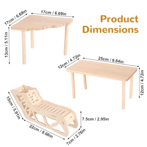 3pcs Hamster Play Wooden Platform, Hamster Game Wooden Platform Cage Accessories for Dwarf Syrian Hamsters Gerbils Mice and Other Small Pets
