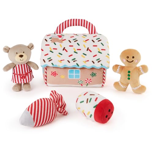 GUND Baby Play Soft Collection, My First Gingerbread House 5-Piece Playset with Rattle, Squeaker and Crinkle Plush Toys, Sensory Toy for Babies, 7.5” - style: Gingerbread House