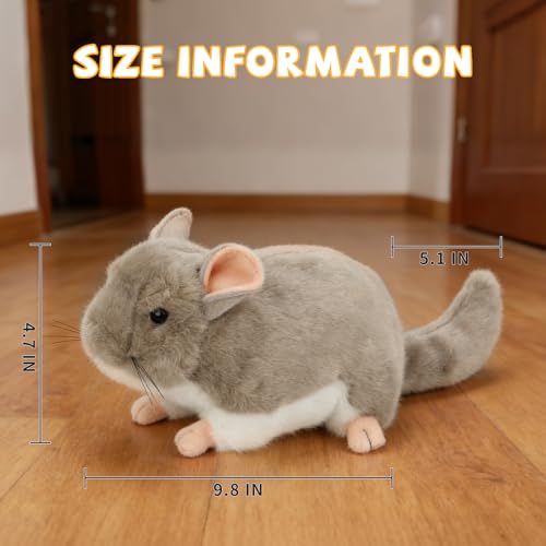 YUEPET Soft Chinchilla Cuddler Plush Toy, Guinea Pig Plush Toy for Cages | Chinchilla Cage Accessories, Chinchilla-Shaped Plush, Thick Plush Fabric, Flat Base, Washable, For Indoor Cages