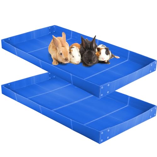 Wenqik 2 Pcs Guinea Pig Cage Liner Corrugated Plastic Cage Liner Base 2 x 4 Panel Size for Small Animals Hedgehogs Rabbits Tray, 55 x 27 Inch (Blue) - color: Blue