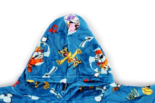 Jay Franco Wearable Throw Blanket – Oversized Plush Hooded Blanket with Pocket, Ultra Soft Cozy Fleece Throw for Lounging, Travel, Blue - Mickey Mouse, 34x38 - Adult - color: Blue - Mickey Mouse, size: Adult