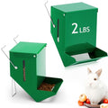 2 Pcs Rabbit Feeder for Cages Viewing Window Small Animal Food Dispenser with Lid Metal Guinea Pigs Feeders Indoor Outdoor