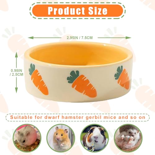 kathson 2 Pcs Hamtser Food Bowl, Guinea Pig Food Bowls, Ceramic Pet Bowl Small Animals Anti-Turning Water Bowls for Bunny Chinchilla Rat Hedgehog (S) - size: S
