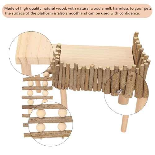 HEEPDD Wooden Hamster Platform, Climbing Toys Playground with Fence Bridge for Small Pets, Gerbil, Rat