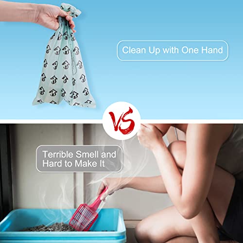 Cat Litter Scooper with Holder, Cat Litter Shovel with Waste Can,Refill Bag | 135 Refill Bags (9 Boxes of 15 Bags), Large Capacity Cat Scooper Portable Shovel