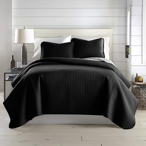 Southshore Fine Living, Inc. Quilts Queen Size Sets, Full Quilt Bedding Set, Pet Hair Resistant Bedding Coverlet Queen Size, Full Size Quilt, Microfiber Bedspread with 2 Pillow Shams, Black Quilts - color: 09 - Black, size: Full / Queen