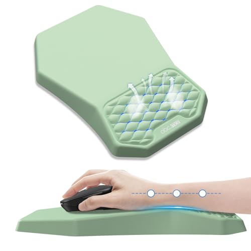 Ergonomic Mouse Pad Wrist Rest Support for Carpal Tunnel Pain Relief | Massage Design Mousepad, Memory Foam, Non-Slip PU Base for Computer Desk, Green - color: Green