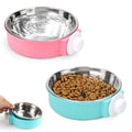 Stainless Steel Removable Pet Food Bowl, 2 Pcs Crate Dog Bowls | Anti-overturn Hanging Food Water Feeder Easy Install and Clean Pet Kennel Cage Bowl for Small Dog Cat Rabbit Guinea Pigs Bird - color: Pink&Blue