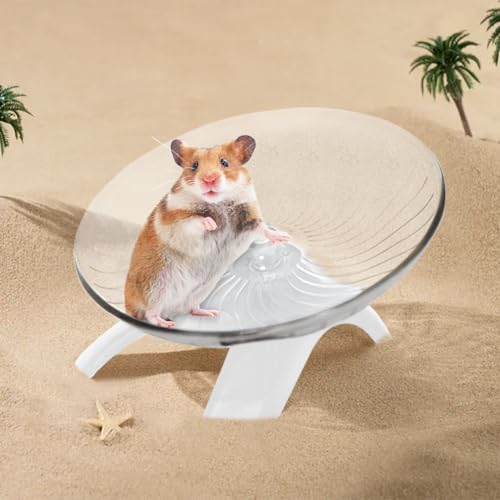 Hamster Wheel, 5.12Inch Hamster Flying Saucer Silent Running Exercise Wheel for Hamsters, Hermit Crab, Mice, Gerbil Small Cage(Color:White) - color: White