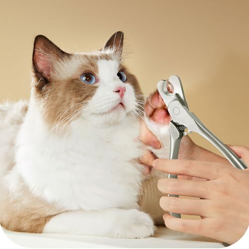 Cat Nail Clipper, Stainless Steels Pet Nail Cutters with Crescent-Shaped Cutter Avoid Overcutting for Dogs Cats Rabbits