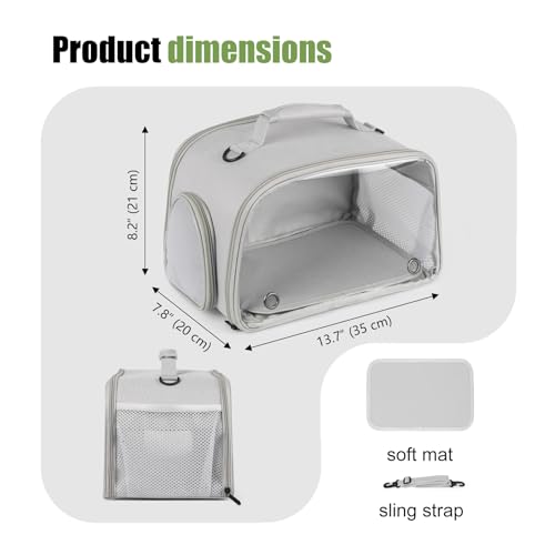 WEVONIGU Expandable Small Animal Backpack Carrier with Clear Bubble Window Large Space Travel Cage for Hedgehog Rat Parrot,Bearded Dragon,Sugar Glider,Airline Approved (Grey, Carrier) - color: Grey, size: 8.0"L x 7.0"W x 5.0"H