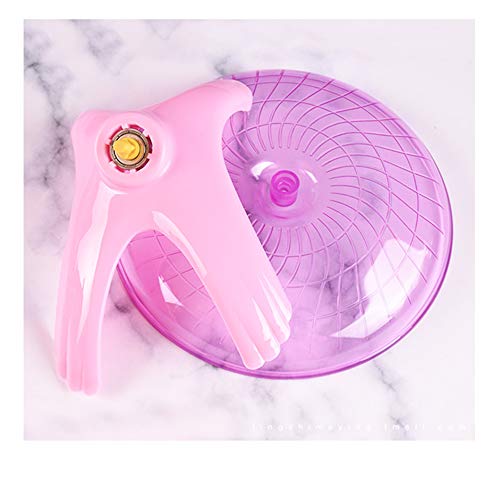 Hamster Toys Wood Bridge Rainbow Climb Kit and Exercise Wheel Jogging Running Silent Spinner Hamster Flying Saucer - color: Pink
