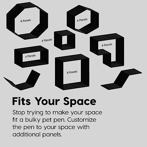 IRIS USA 6-Panel Dog Playpen, Pet Enclosure, Black | Pet Containment, Custom Pen Configuration, Multi-Shape Setup, Flexible Boundary, Tool-Free Assembly, Secure Door Latch - color: Black, size: 6 Panel - 24" H