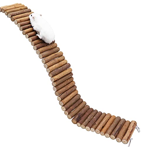 Rat Ladder Bridge, Wooden Hamster Climbing Ladder Toy, Small Animals Cage Accessories for Bird Parrot Hamster Mouse Rat Sugar Glider Hermit Crab Sugar Glider Chinchilla(23.62x3.14 Inches) - color: Willow Wood