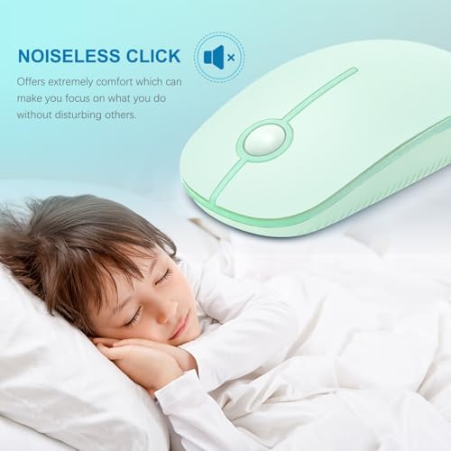 VssoPlor Wireless Mouse, 2.4G Slim Computer Laptop Mouse, Light Green | Portable Mouse, Plug & Play USB Nano Receiver, Quiet Silent Optical Mice for Notebook, PC, Laptop, Computer, Windows, Mac - color: Light Green
