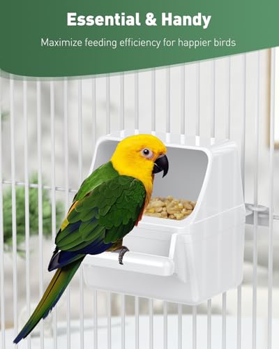 Pawfly 2 Pcs Bird Feeder, Hanging Plastic Water Dispenser with Hooks, Food Bowl for Small Parakeet Cockatiel Canary Parrot - size: 2 PC