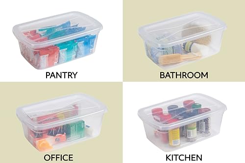 Rubbermaid Cleverstore Home/Office 6 Quart Clear Plastic Storage Tote Container Box Bin with Lid for Garage or Basement, (12 Pack) - size: 6 Qt - 12 Pack