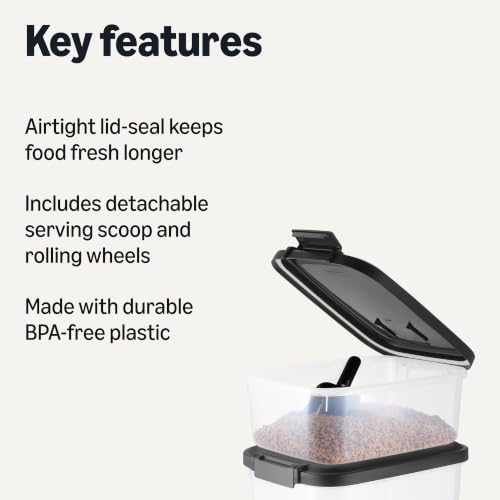 Amazon Basics Pet Food Storage Container Set, 30lbs and 10lbs with Scoop, for Dogs and Cats - size: 30lbs+10lbs