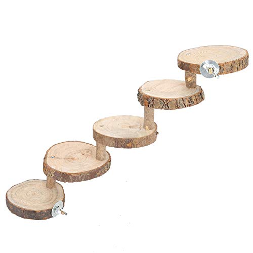 Tiiyee Wooden Hamster Ladder, Bird Parrot Ladder Perch Wood Climbing Bridge | Parakeet Cage Toy Ramps Exercise Stands Activity Platform Playground Accessories for Small Animals Gerbil Mice Mouse Rat