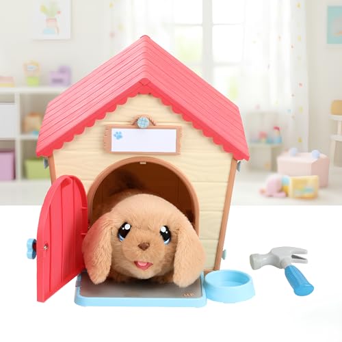 Little Live Pets My Puppy's Home Playset, Interactive Play Dog with Building Dog House Toys, Puppy Plush Toy with 25+ Sounds for Kids of Ages 5+ | 25+ sounds, surprise reveal puppy, customizable name-plate; interactive pet toy for kids ages 5+ - style: Pu