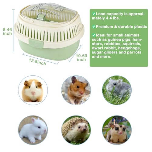 Hamster Carrier Portable Guinea Pig Carrier 13 X 11 X 8 in | Hamster Travel Cage with Ventilation Holes Outdoor Small Pet Carriers for Rat Gerbil Rabbit Hedgehog Squirrel Sugar Glider - color: Green