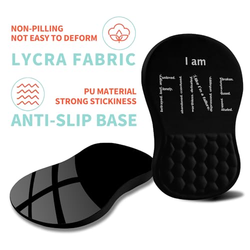 Ergonomic Mouse Pad Wrist Support with Memory Foam Massage Bulge, Carpal Tunnel Pain Relief Mousepad Wrist Rest for Mouse(12x8 inch, I Am Fine) - color: Kg022-i Am Fine