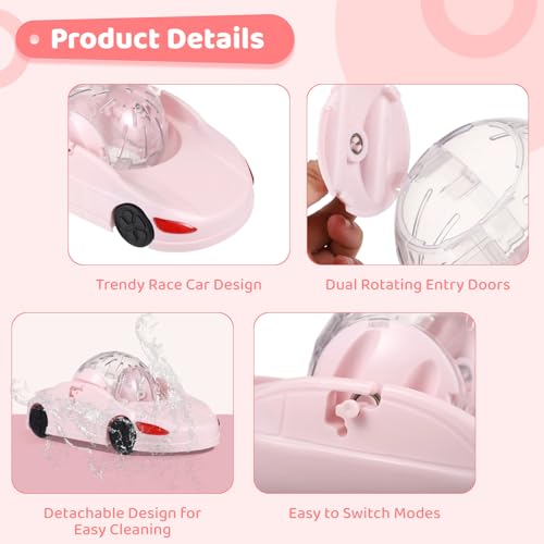 Hamster Exercise Ball Sports Car, Hamster Car with Detachable Transparent Ball, 3 Modes Funny Exercise Wheel, Small Exercise Ball for Dwarf Small Pet