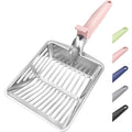 Metal Cat Litter Scoop, Large Cat Scooper with Deep Shovel & Dual Sifting Holes for Fast & Precise Sifting, Space Aluminum Kitty Litter Scooper with Long Handle & Easy-to-Hang Hook - Pink - color: Pink