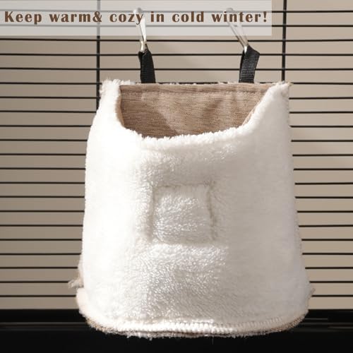 Sugar Glider Hanging Sleeping Pouch, Warm Soft Bed for Small Pets | Double layer thick construction, machine washable fabric,enclosed privacy nest, resting shelter for small pets - color: Grey
