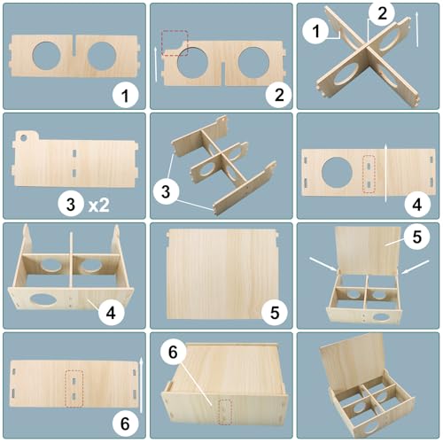Hamster and Mouse Wooden Tunnel Cage Secret Peep Shed Waterproof | Chamber Hideout & Tunnel Exploring Toys Easy to install