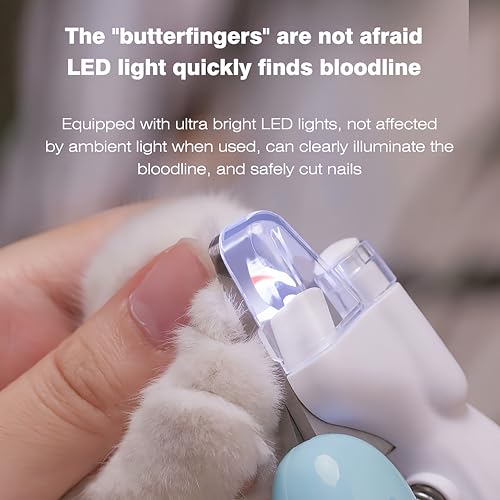 Cat & Small Dog Nail Clippers with LED Light, Illuminates the Nail Quick for Better Visibility, Pet Nail Trimmer with Safety Guard & Built-in Nail Catcher for Rabbits and Small Animals(Blue) - color: Blue