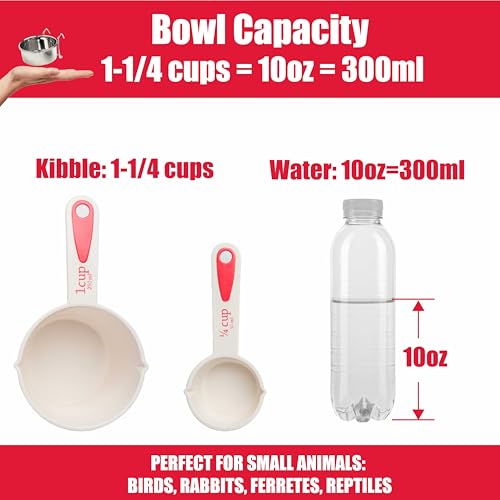 SPOT Stainless Steel Mini Coop Cup with Wire Hooks – 10 oz Small Pet Food & Water Bowl, Rust-Resistant & Easy to Clean, Attaches to Cages for Birds, Parrots, Rabbits, Ferrets, Rats & Small Pets