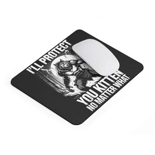 Funny Ill Protect You Kitten No Matter What Meme Mousepad Wolf And Cat Joke Desk Mat Non Slip Rubber Base Office Humor Gift For Coworkers Friends Cute Animal Work Desk Accessory - color: Wolf