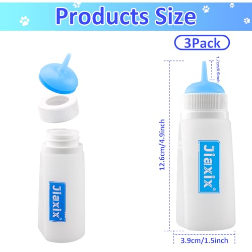 3 Pack Kitten Silicone Bottle Feeding Kit,Nipple & Feeding Kit for Kittens, Reusable Newborn Kitten Supplies, Suitable for Feeding Kitten, Puppy, Rabbit,Hamster (Blue, Medium) - color: Blue, size: Medium