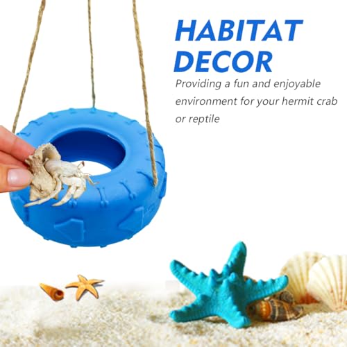 Colours Hermit Crab Tire Swing,Suction Cup Hook Climbing Toy,Hermit Crab Terrarium Accessories - A Must-Have for Any Reptile Amphibian Small Aquatic Animals Lover(Blue) - color: Blue