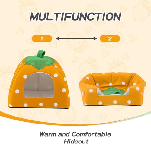 Guinea Pig Hideout Warm Fleece Small Animal Bed Washable Pet Cushion Winter Warm Sleeping Nest for Hamster Rabbit Chinchilla - color: Yellow