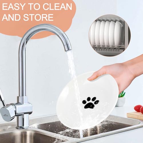 6 Pack Cat Food Bowl, Ceramic Cat Bowls, Anti Whisker Fatigue Cats Bowl Set | 5.5 Inches Shallow Wide Kitten Plates for Food and Water (White-E) - color: White-E