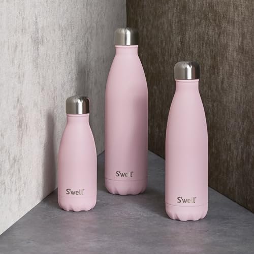 S'well Stainless Steel Water Bottle, 9oz, Pink Topaz, Triple Layered Vacuum Insulated Containers Keeps Drinks Cold for 24 Hours and Hot for 12, BPA Free, Perfect for On the Go - color: Pink Topaz, size: 9 Ounces