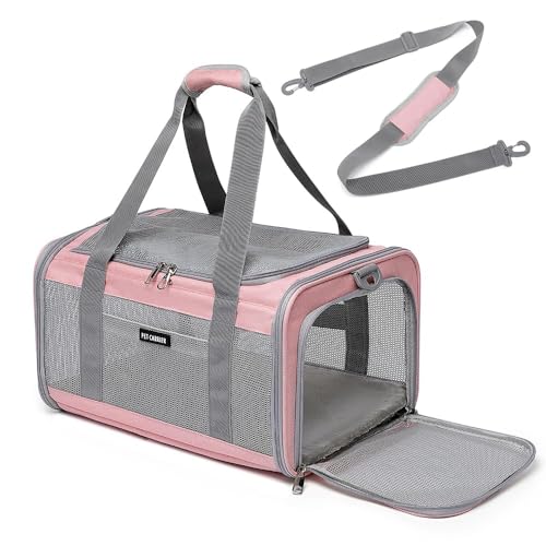Airline Approved Pet Carrier for Cats and Small Dogs, Breathable and Collapsible Design, Portable Travel Bag for Bearded Dragon, Puppies Animal Hangbag, Rabbit Cage (Pink, Small) - color: pink