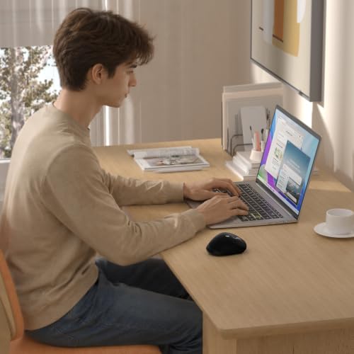 INFINMIND Wireless Bluetooth Side Scroll Mouse with Multi-Device, Ergonomic Computer Mice with Smart Flying Scroll, Quiet Click 4-Level DPI for Computer, Laptop, iPad, Tablet, MacBook (Black) - color: Black