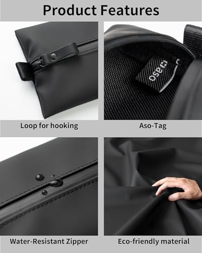 Water-Resistant Zipper Pouch, Made in Japan, Compact Organizer for Cords & Essentials, Multipurpose Bag for Cosmetics, Travel Accessories & Toiletries, Eco & Durable Materials, TOFTPOUCH, Small, Black