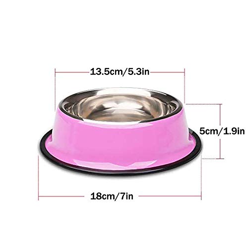 YUDANSI Stainless Steel Cat Bowls 3 Pack, Puppy Small Medium Dogs Feeder for Food Water, Shallow Dish Set Multi-Color for Wet Food Kibble Treats, Non Slip Anti Overturning Feeding Plate for Large Cat - color: 7 in.